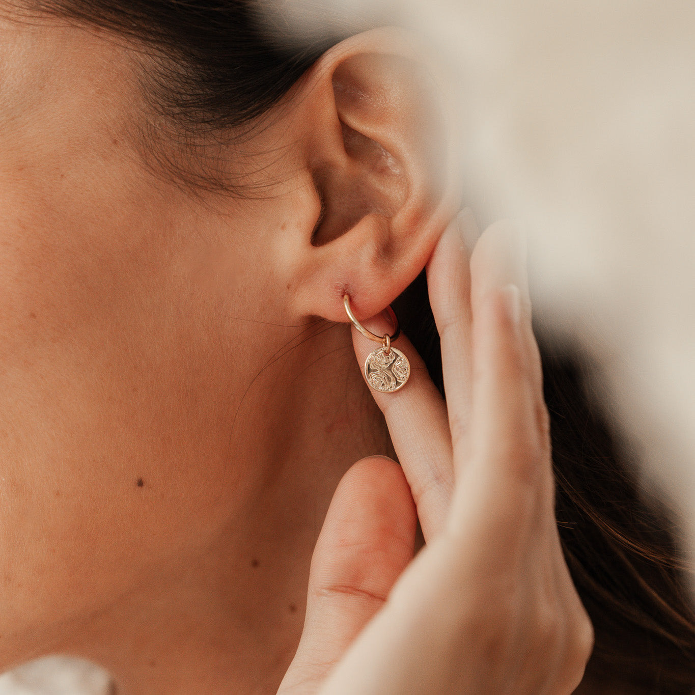 Personalised jewellery - KBN Jewellery - handmade jewellery – Personalised Jewellery gifts – personalised earrings – symbol earrings – simple hoops – kid friendly earrings – personalised hoop earrings – flower earrings – birth flower jewellery – dainty earrings