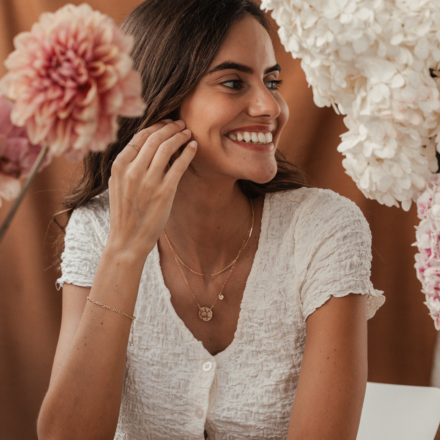 Personalised jewellery - KBN Jewellery - handmade jewellery – Personalised Jewellery gifts – Dainty jewellery- Dainty necklace – flower stamped necklace – family flowers – kids birth flowers – birth flower necklace – personalised flower stamped necklace – initial necklace - layering necklace - australia made