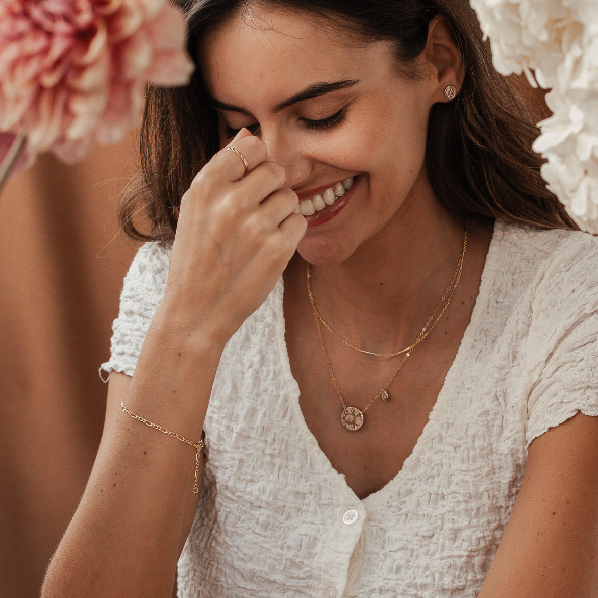 Personalised jewellery - KBN Jewellery - handmade jewellery – Personalised Jewellery gifts – Dainty jewellery- Dainty necklace – flower stamped necklace – family flowers – kids birth flowers – birth flower necklace – personalised flower stamped necklace – initial necklace - layering necklace - australia made