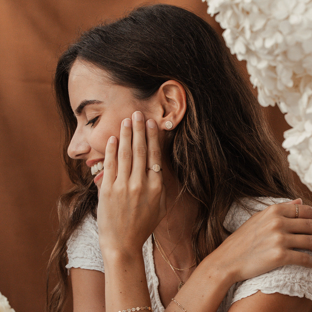 Personalised jewellery - KBN Jewellery - handmade jewellery – Personalised Jewellery gifts – Dainty jewellery- Dainty earrings – personalised stud earrings  – flower stamped earrings  – family flowers – kids birth flowers – birth flower necklace – personalised flower stamped earrings – handmade earring studs – Australian made 