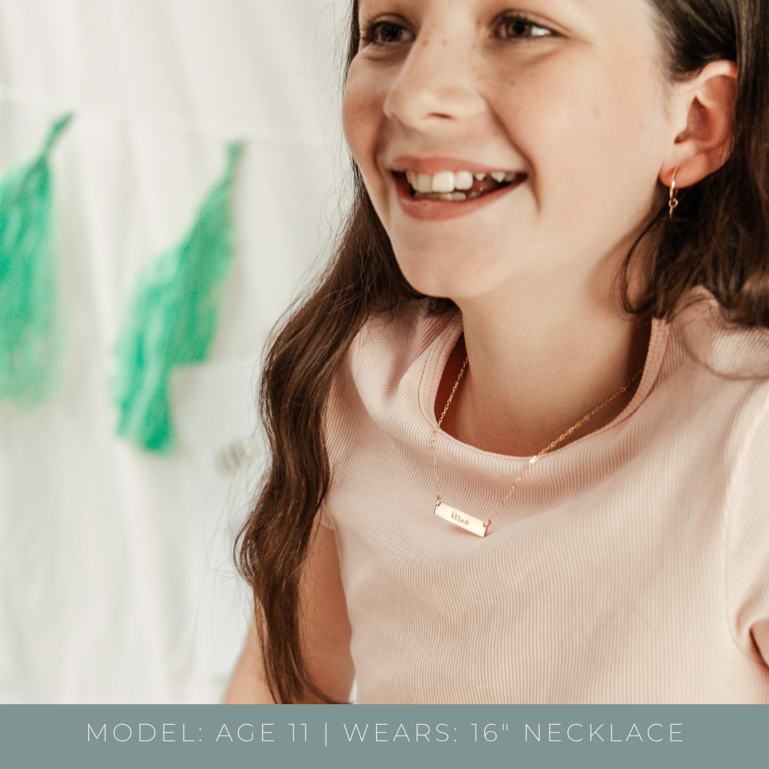 Personalised jewellery - KBN Jewellery - handmade jewellery – Personalised Jewellery gifts – Dainty jewellery- bar necklace – dainty bar necklace – personalised necklace – children’s first necklace – children’s name necklace – kids first necklace – girls first necklace – affordable children’s jewellery 