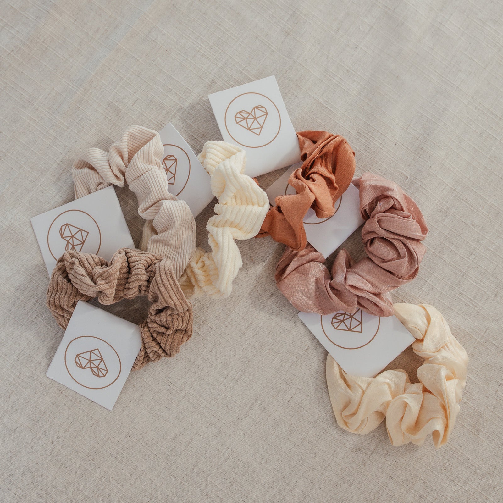 Personalised jewellery - KBN Jewellery - handmade jewellery – custom jewellery gifts – scrunchies – pink scrunchies -  tan scrunchies – burnt orange scrunchies