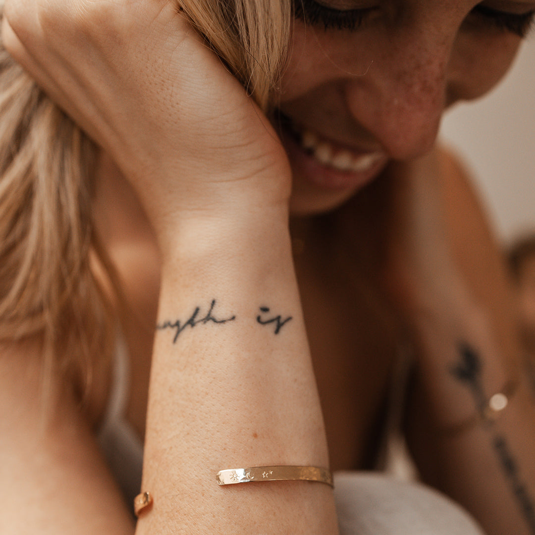 Personalised jewellery - KBN Jewellery - handmade jewellery – Personalised Jewellery gifts – Dainty jewellery – dainty bracelet – handmade cuff – handmade bangle – wrist cuff – handmade cuff bracelet – personalised cuff bracelet – symbol and initial cuff bracelet 