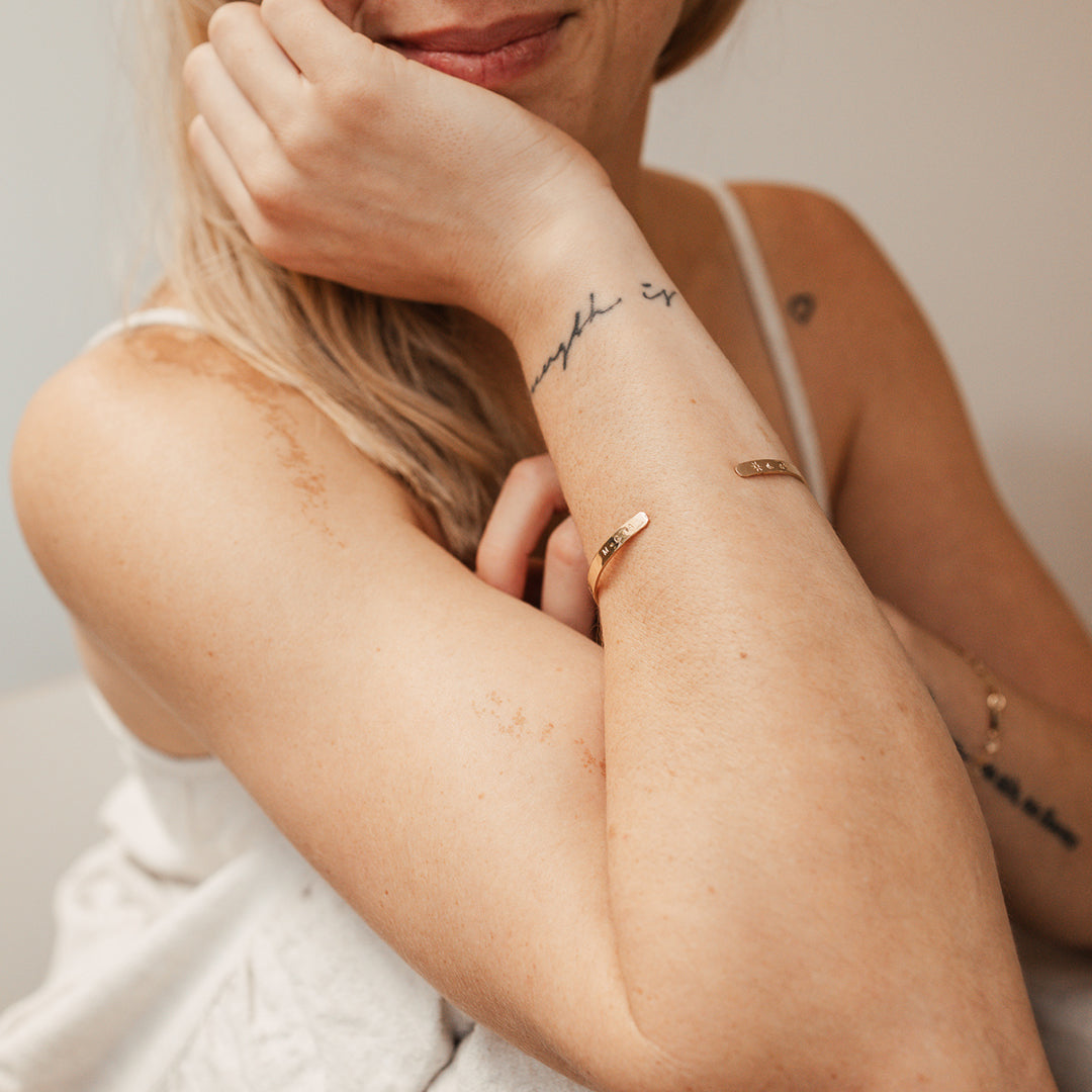 Personalised jewellery - KBN Jewellery - handmade jewellery – Personalised Jewellery gifts – Dainty jewellery – dainty bracelet – handmade cuff – handmade bangle – wrist cuff – handmade cuff bracelet – personalised cuff bracelet – symbol and initial cuff bracelet 