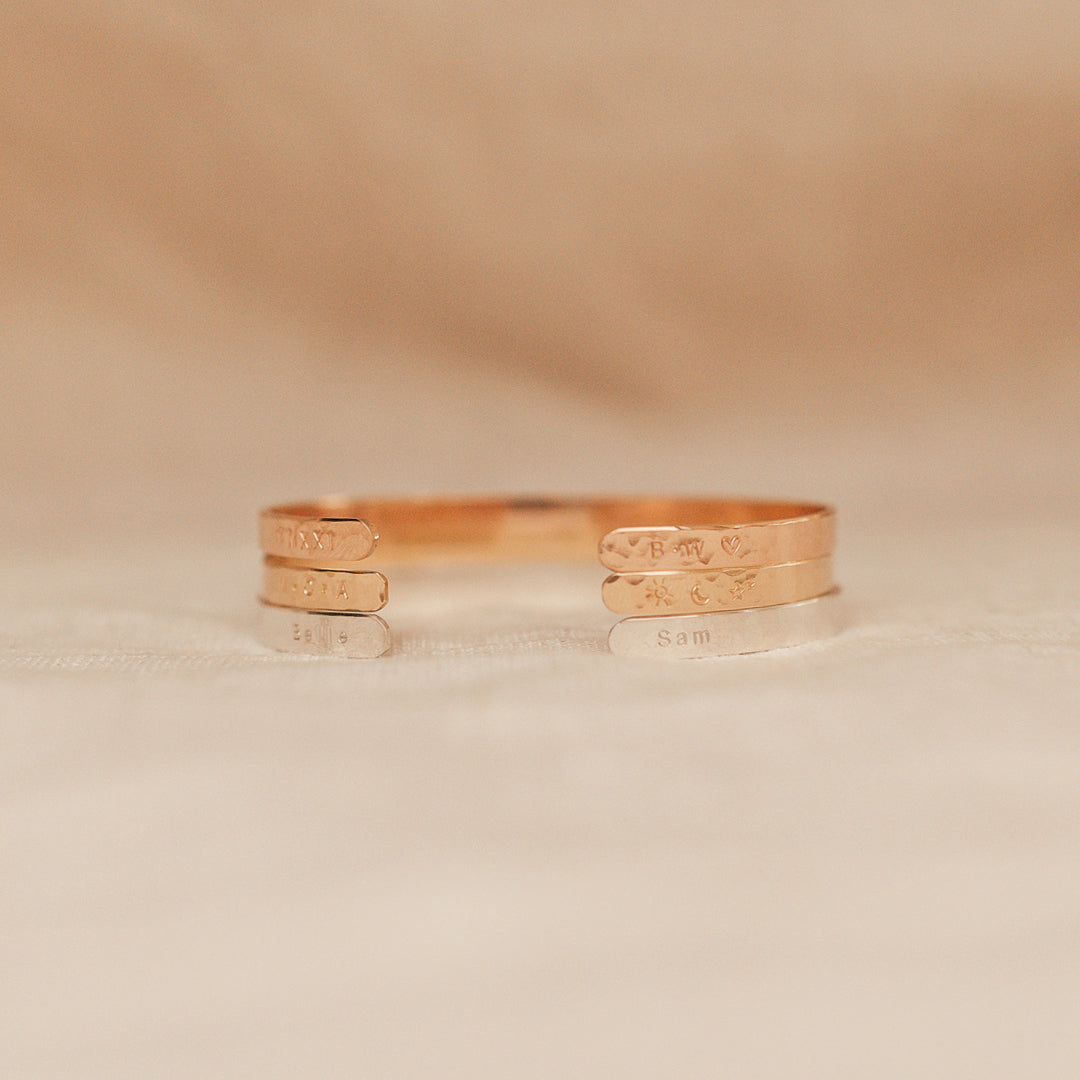 Adrian cuff:
Personalised jewellery - KBN Jewellery - handmade jewellery – Personalised Jewellery gifts – Dainty jewellery – dainty bracelet – handmade cuff – handmade bangle – wrist cuff – handmade cuff bracelet – personalised cuff bracelet – symbol and initial cuff bracelet 