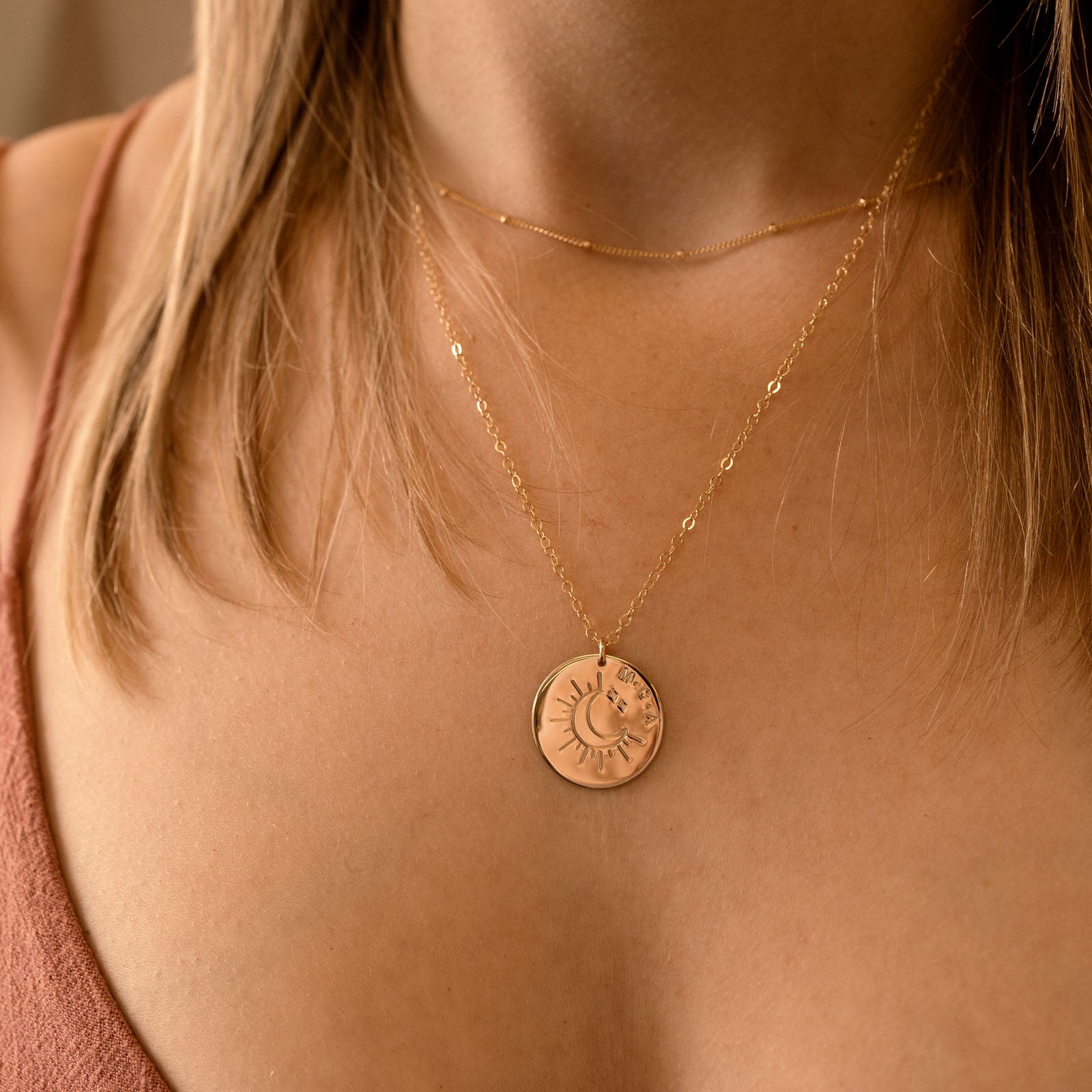 Personalised jewellery - KBN Jewellery - handmade jewellery – custom jewellery gifts – dainty necklace – Australian made – Moon necklace – sun moon and stars necklace – personalised necklace – initial necklace 