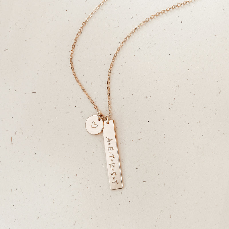 Bella • Short Hanging Bar & Small Pendant Necklace