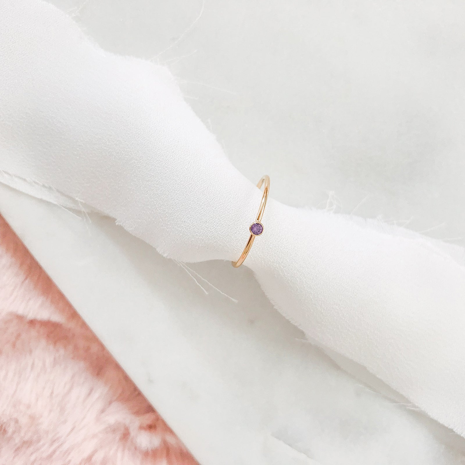 Personalised jewellery – handmade jewellery – KBN jewellery – dainty ring – birth month ring – birthstone ring – affordable ring – protection ring – February  stone rings – birthstone ring – stacking ring – purple stone ring 
