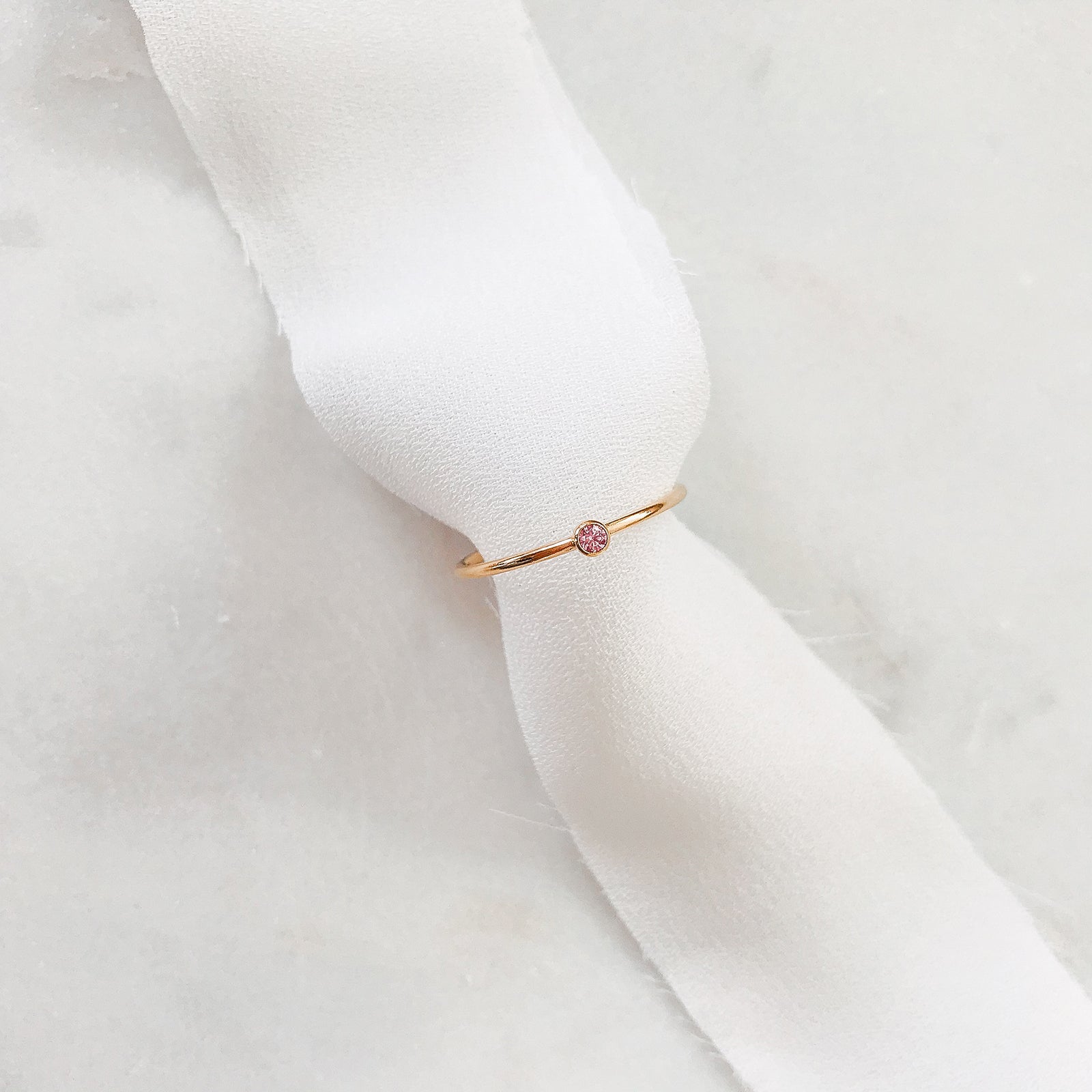 Personalised jewellery - KBN Jewellery - handmade jewellery – Personalised Jewellery gifts – Dainty jewellery – birthstone ring – stacking ring – small birthstone ring – pink stone – October birthstone ring