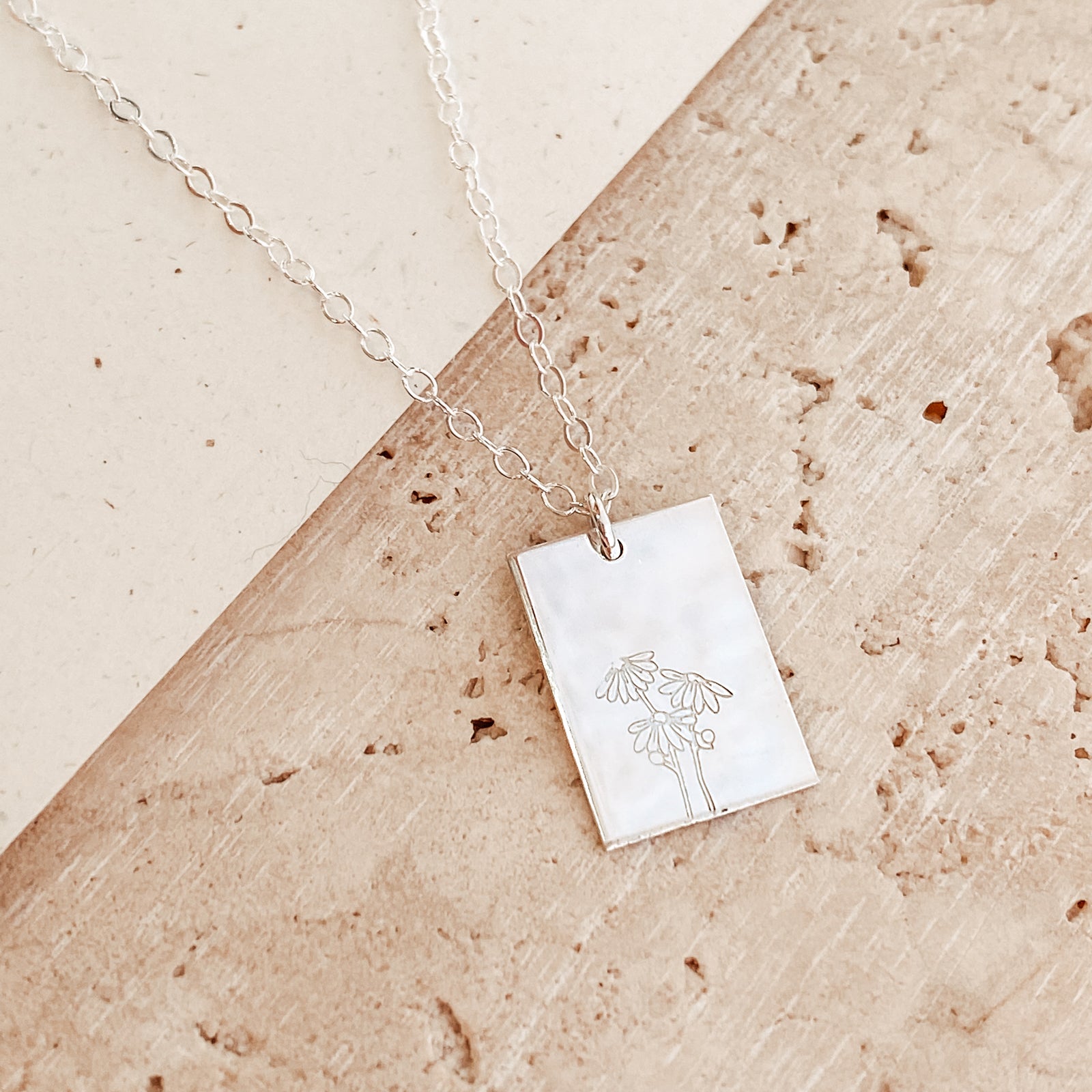 Personalised jewellery - KBN Jewellery - handmade jewellery – Personalised Jewellery gifts – Australian Made – zodiac sign necklace – rectangle pendant – birth flower necklace – initial necklace 