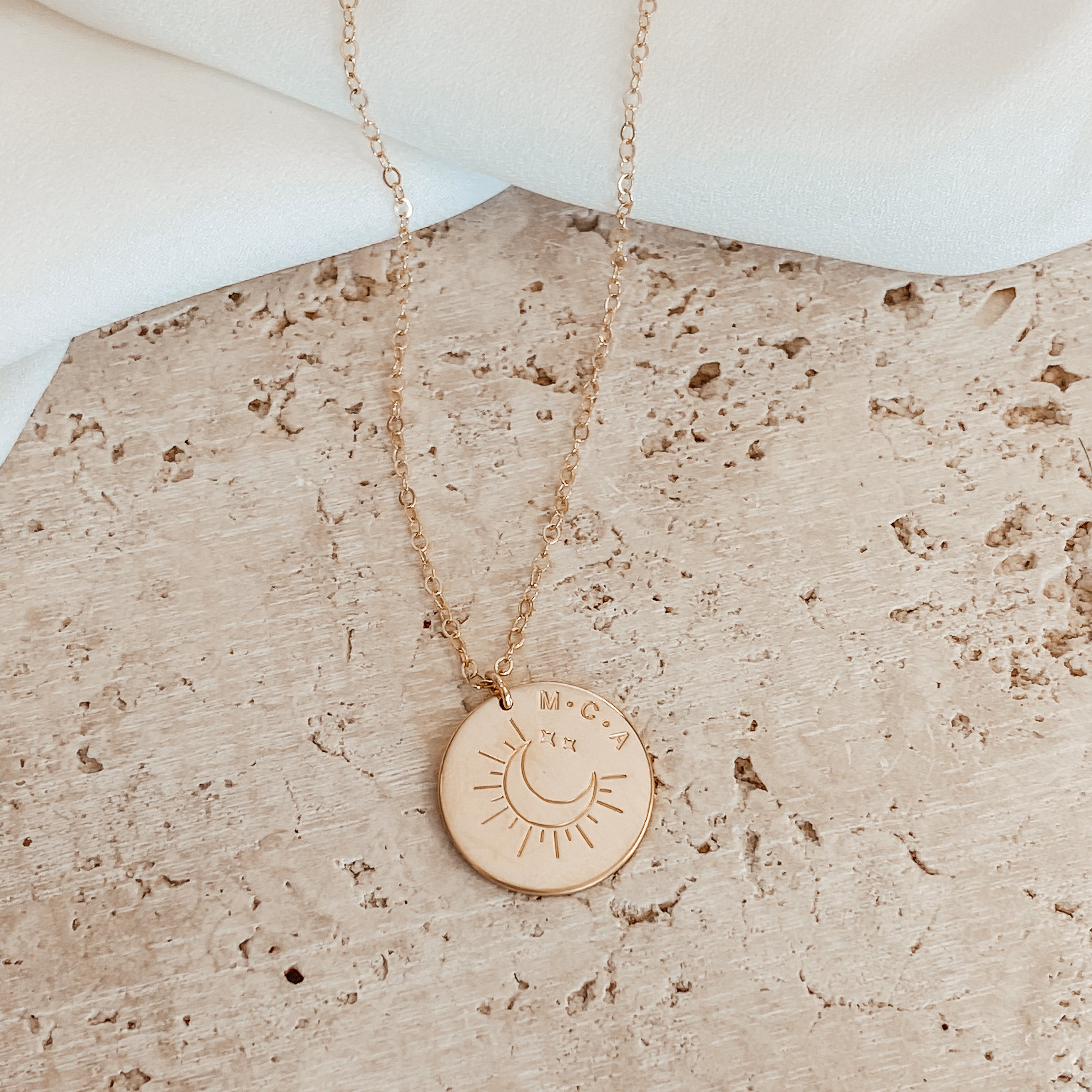 Personalised jewellery - KBN Jewellery - handmade jewellery – custom jewellery gifts – dainty necklace – Australian made – Moon necklace – sun moon and stars necklace – personalised necklace – initial necklace 