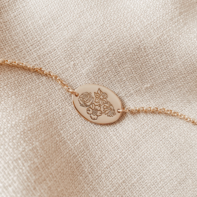 Personalised jewellery - KBN Jewellery - handmade jewellery – Personalised Jewellery gifts – Dainty jewellery - Dainty bracelet – flower stamped bracelet – family flowers – kids birth flowers – birth flower bracelet – personalised flower stamped bracelet - floral stamped bracelet – meaningful jewellery gift