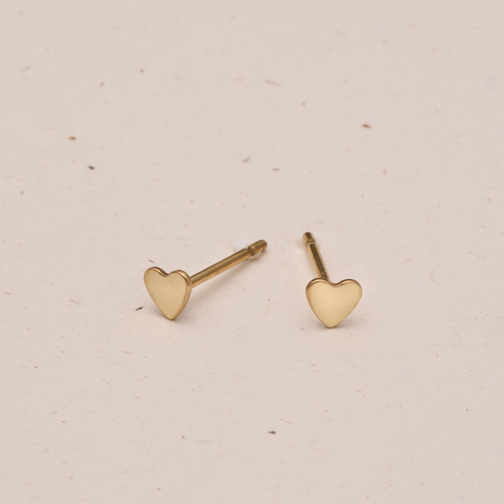 Tiny 3mm Silver Heart Stud Earrings - Studio Jewellery - Stud Earrings
