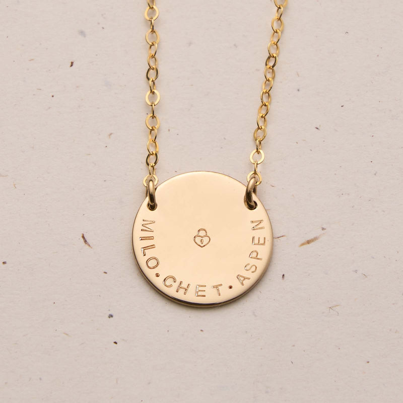 large pendant curved text tiny neat font tiny symbol initial goldfill sterling silver rose goldfill dainty delicate meaningfull dates children names roman numerals fixed pendant