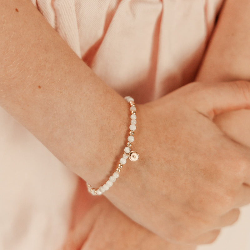 Focus With Me • Adult Crystal Bracelet • Pearl & Howlite