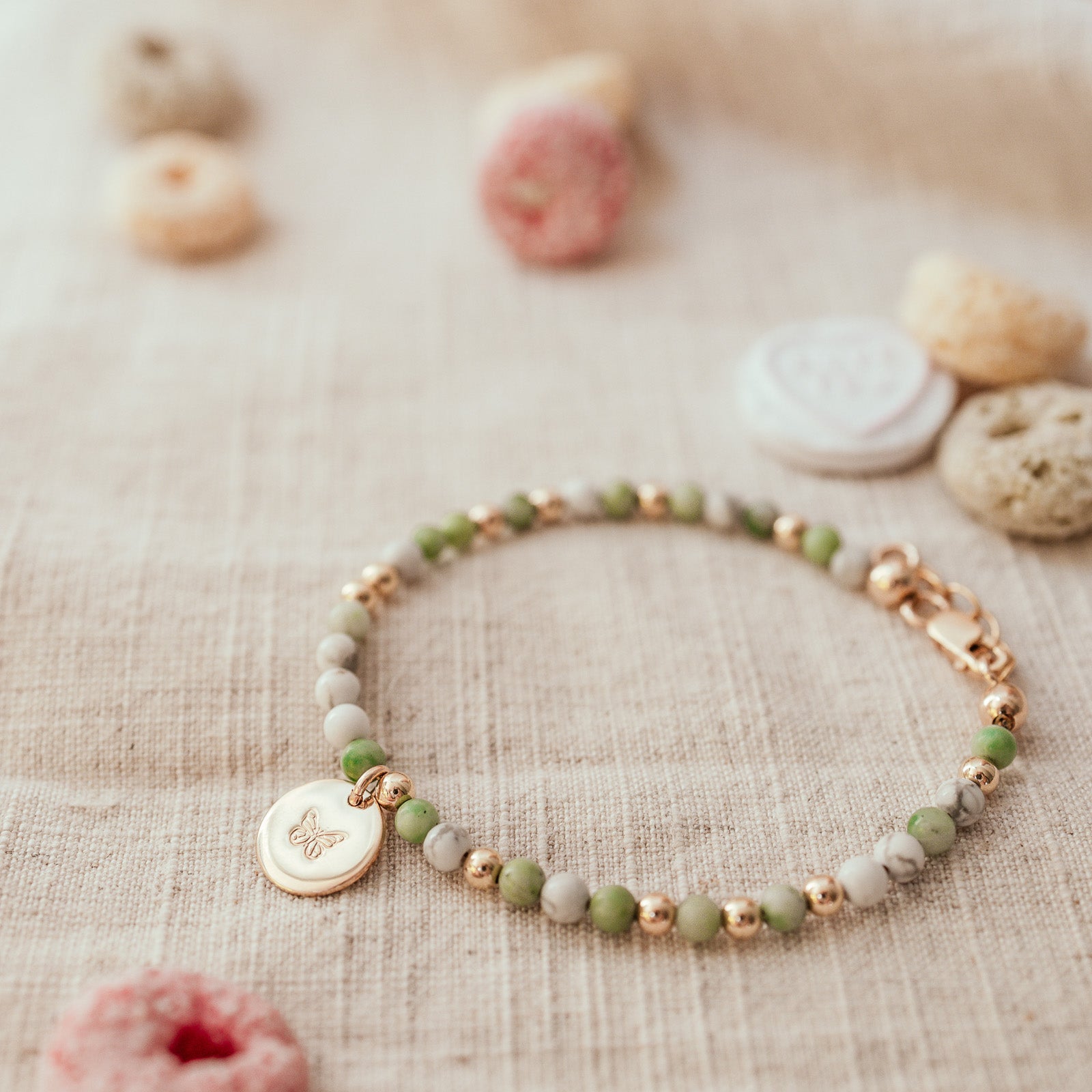 Personalised jewellery - KBN Jewellery - handmade jewellery – Personalised Jewellery gifts – Dainty jewellery – Australia made jewellery – beaded bracelet  – handmade bracelet - handmade crystal bracelet – lucky day crystal bracelet – green jade crystal bracelet – crystal bracelet with pendant 