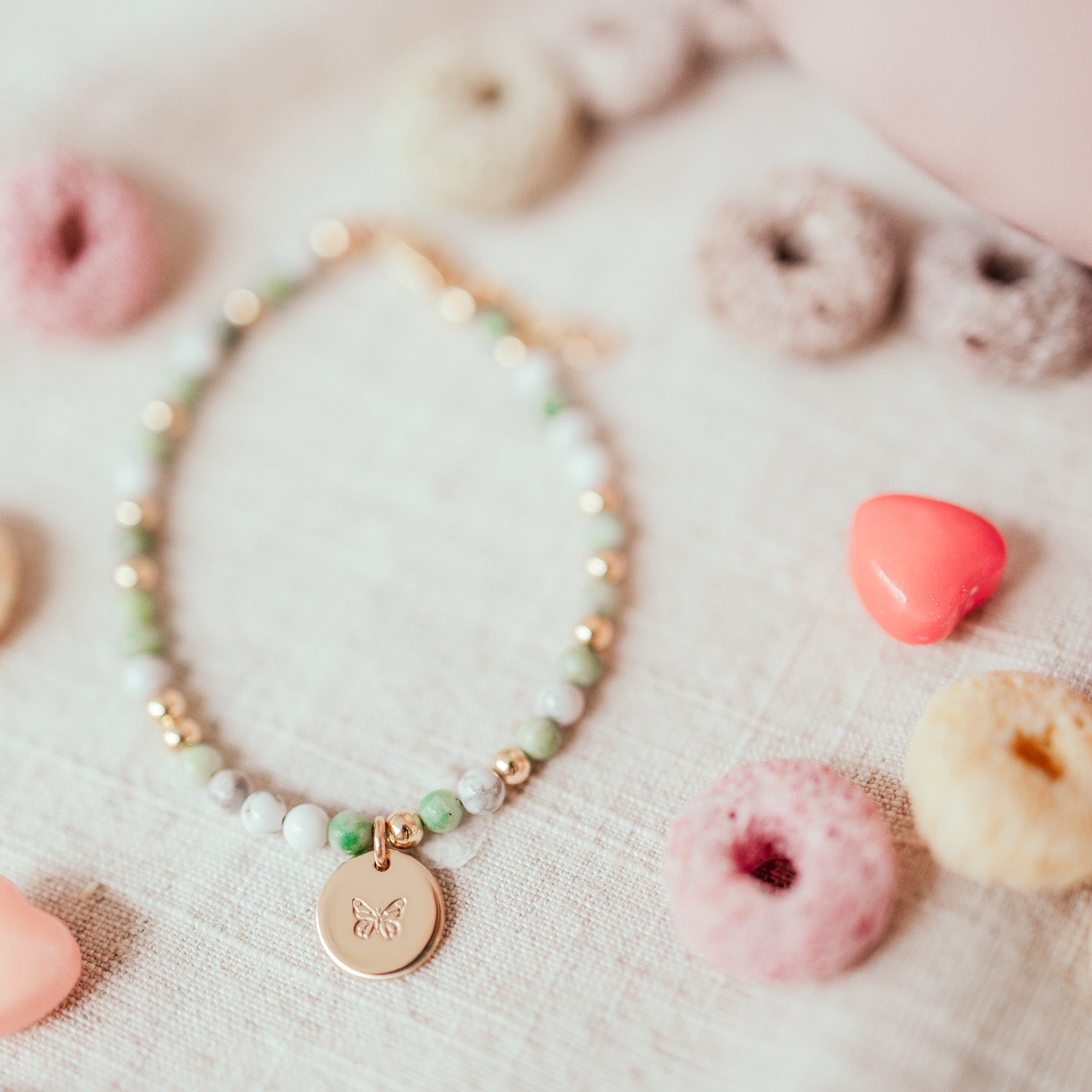 Personalised jewellery - KBN Jewellery - handmade jewellery – Personalised Jewellery gifts – Dainty jewellery – Australia made jewellery – beaded bracelet  – handmade bracelet - handmade crystal bracelet – lucky day crystal bracelet – green jade crystal bracelet – crystal bracelet with pendant 