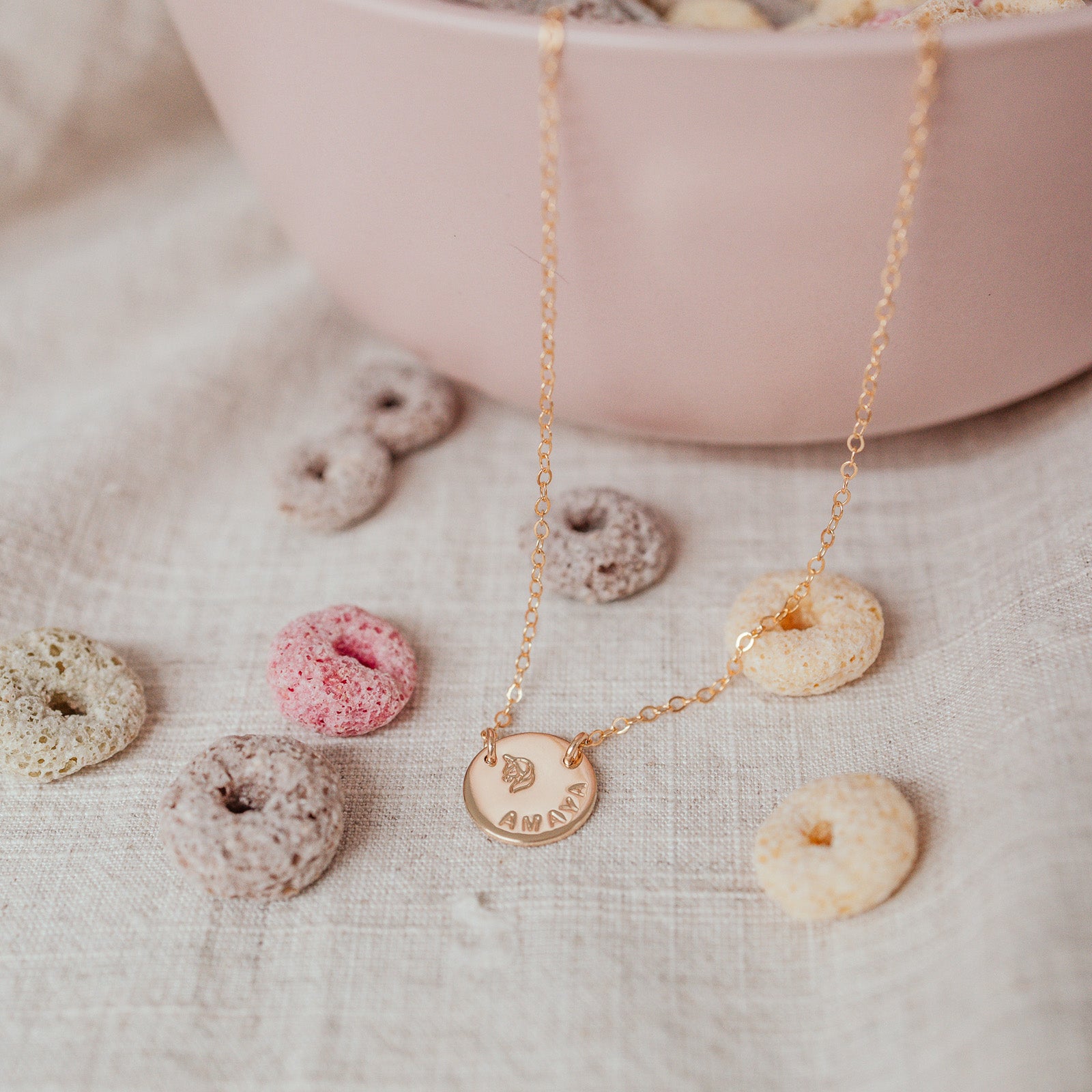 Personalised jewellery - KBN Jewellery - handmade jewellery – custom jewellery gifts – dainty necklace – medium pendant necklace – children name necklace – personalised kids name necklace – kids names on necklace – first necklace for children’s – symbol necklace 