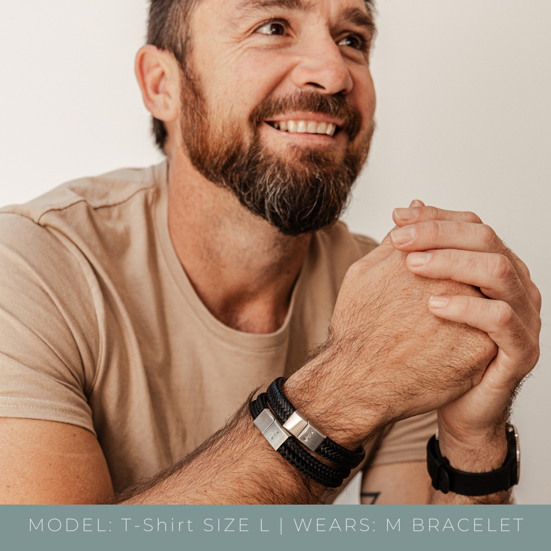 Personalised men’s cord bracelet – Men’s bracelet  – KBN Jewellery – men’s personalised bracelet – cord bracelet personalised – brown cord bracelet – black bracelet  – handmade bracelet – initial men’s bracelet  - personalised gift for Dad – personalised gift for boyfriend – personalised men’s gift – personalised cord bracelet 