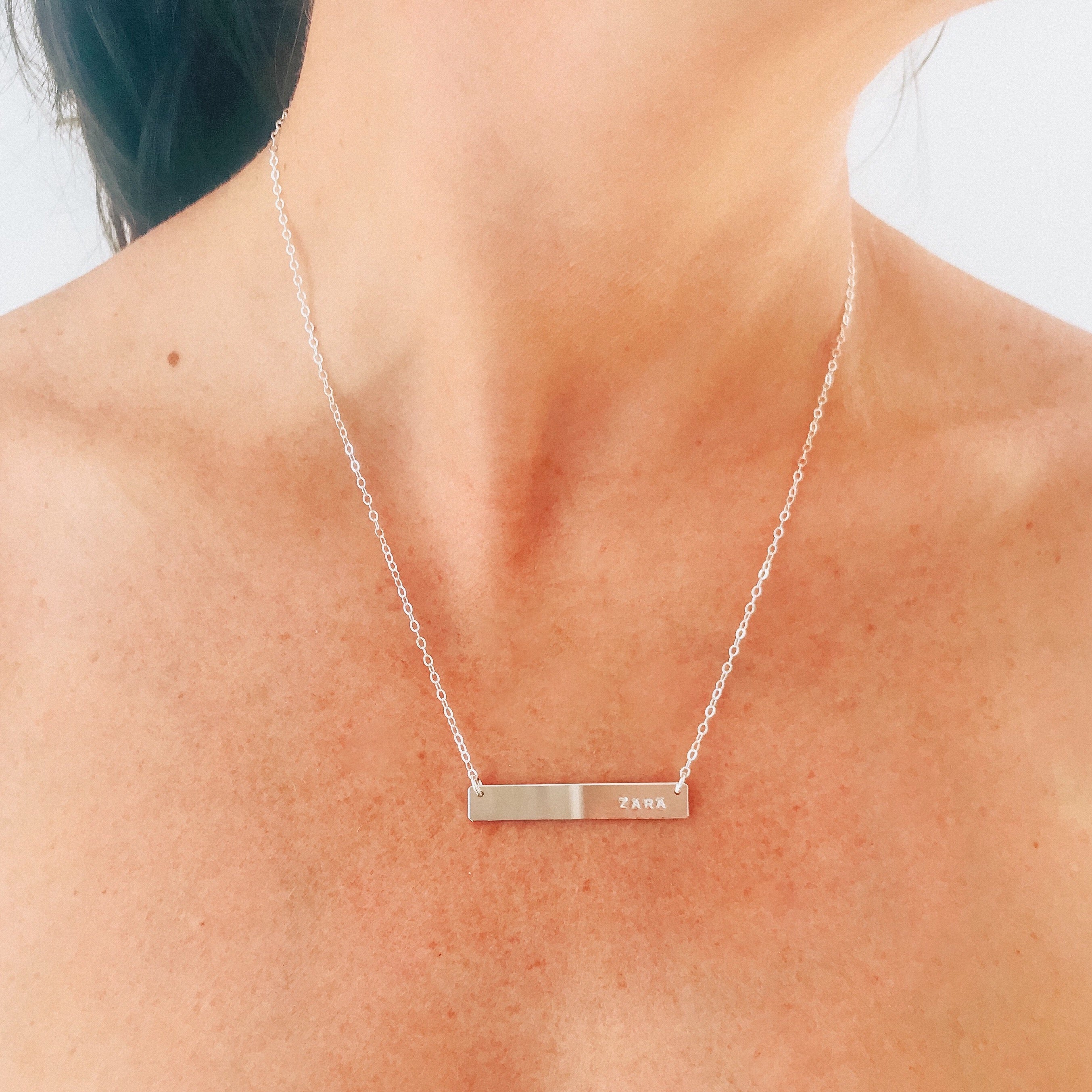 Personalised jewellery - KBN Jewellery - handmade jewellery – Personalised Jewellery gifts – Dainty jewellery- bar necklace – dainty bar necklace – personalised date necklace – roman numerals necklace – name bar necklace – words of affirmation necklace – long bar necklace – layering necklace – layering necklace inspiration – wedding gift idea – wedding gift idea for bride  