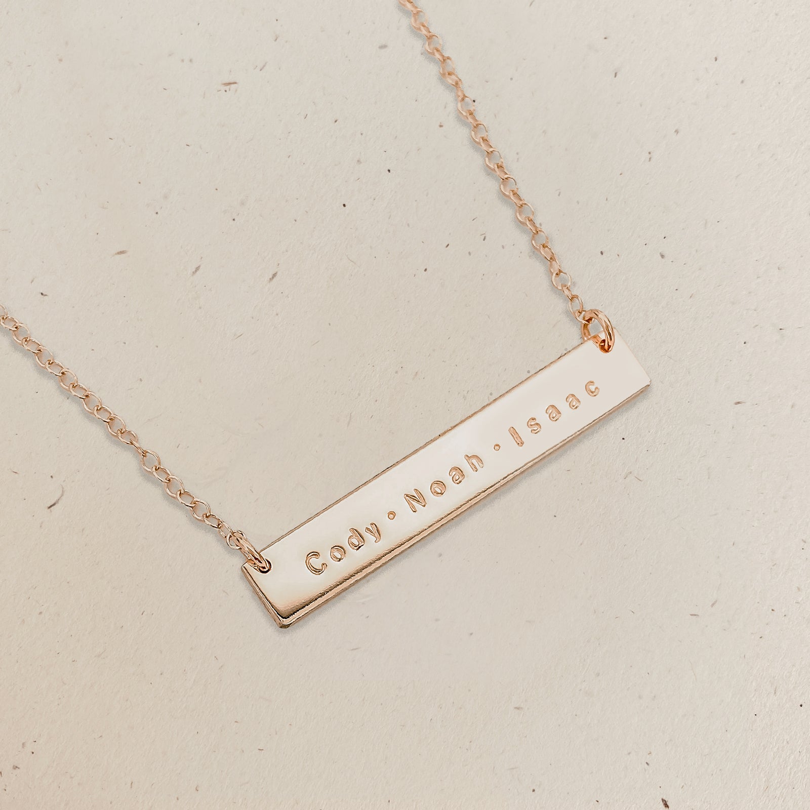 Personalised jewellery - KBN Jewellery - handmade jewellery – Personalised Jewellery gifts – Dainty jewellery- bar necklace – dainty bar necklace – personalised date necklace – roman numerals necklace – name bar necklace – words of affirmation necklace – long bar necklace – layering necklace – layering necklace inspiration – wedding gift idea – wedding gift idea for bride  