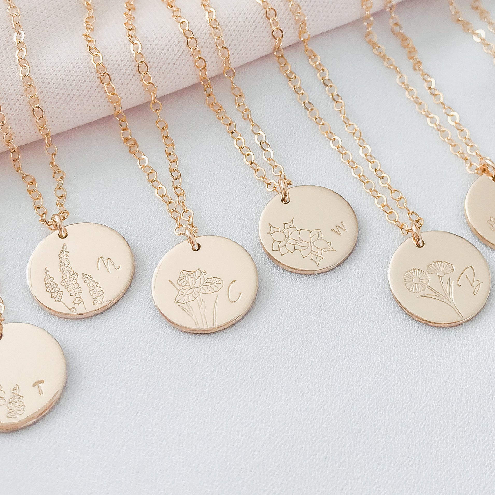 Personalised jewellery - KBN Jewellery - handmade jewellery – custom jewellery gifts – dainty necklace – medium pendant necklace – Larkspur  Birth flower necklace – birthday necklace – July  birthday gift – dainty jewellery – birth flower and initial necklace – everyday jewellery – Larkspur flower necklace – July necklace – lightness flower necklace 