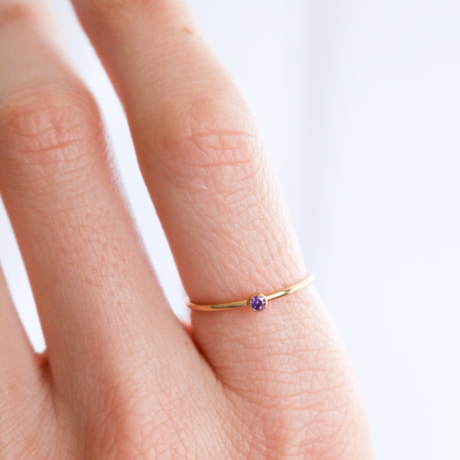 Personalised jewellery – handmade jewellery – KBN jewellery – dainty ring – birth month ring – birthstone ring – affordable ring – protection ring – February  stone rings – birthstone ring – stacking ring – purple stone ring 